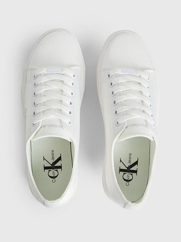 White Calvin Klein Recycled Satin Platform Women Sneakers | EVAQ-64278