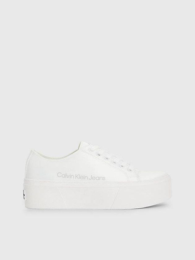 White Calvin Klein Recycled Satin Platform Women Sneakers | EVAQ-64278