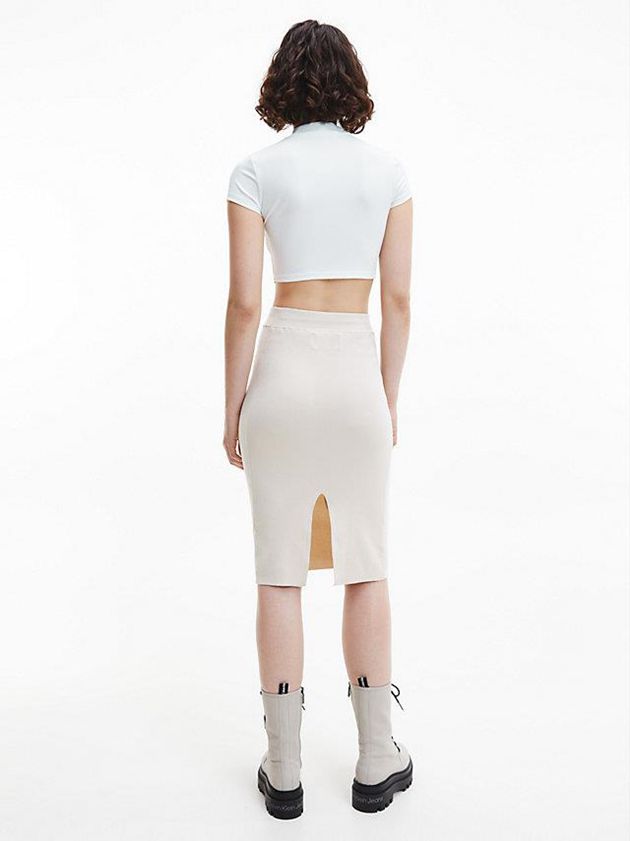 White Calvin Klein Recycled Short Sleeve Zip Up Women Top | HUFZ-49130