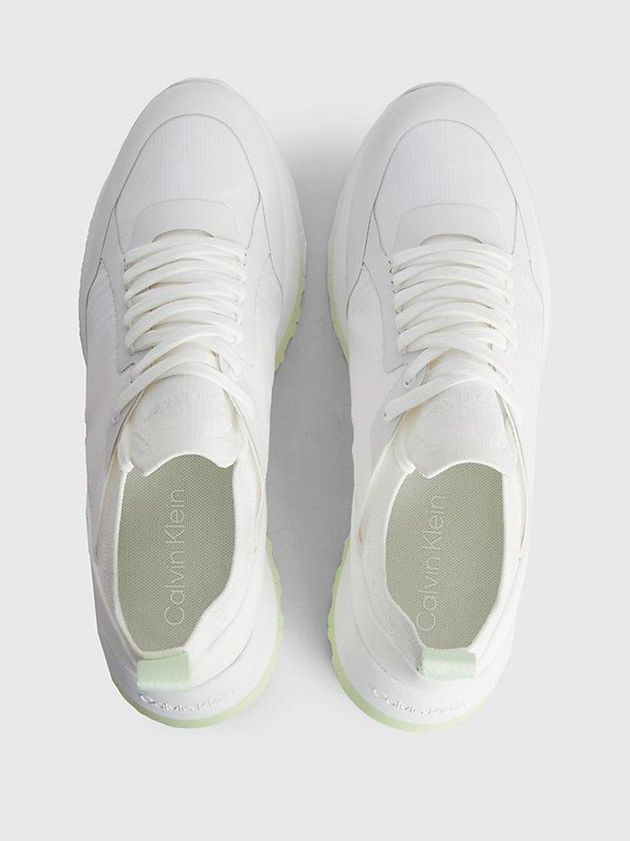 White Calvin Klein Recycled Suede And Satin Women Sneakers | KSNZ-21957