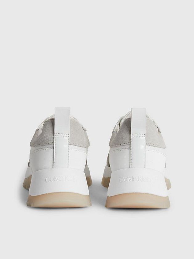 White Calvin Klein Recycled Suede And Satin Women Sneakers | KSNZ-21957