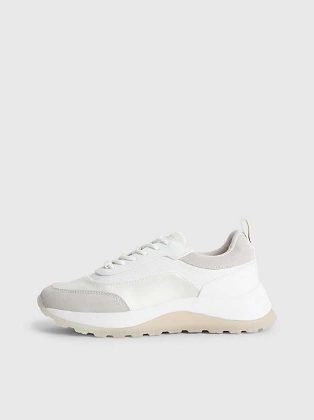White Calvin Klein Recycled Suede And Satin Women Sneakers | KSNZ-21957