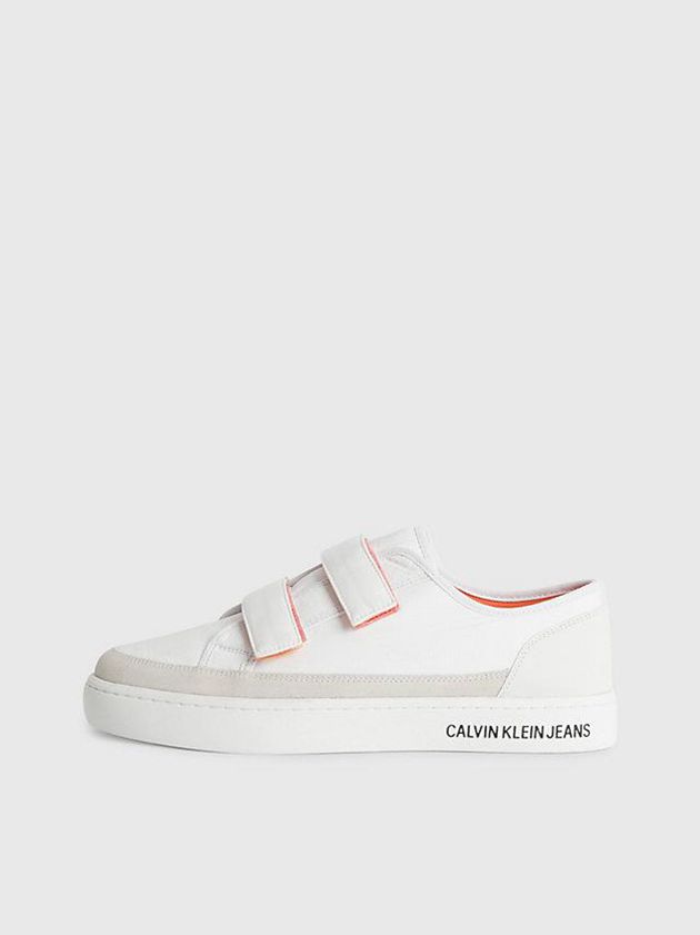 White Calvin Klein Recycled Velcro Men Sneakers | JOWX-96125