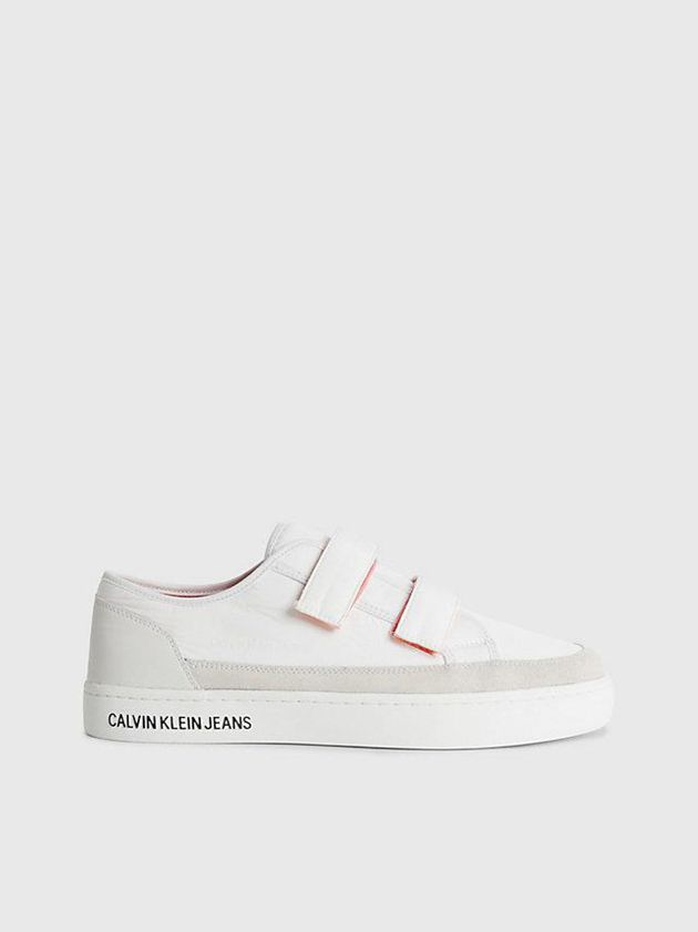 White Calvin Klein Recycled Velcro Men Sneakers | JOWX-96125