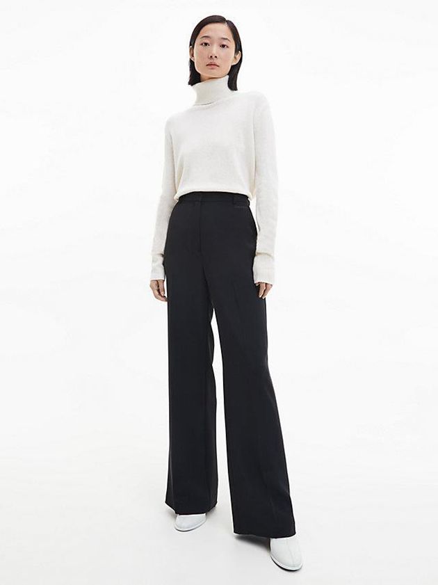White Calvin Klein Recycled Wool Roll Neck Jumper Women Sweater | VLZQ-69274