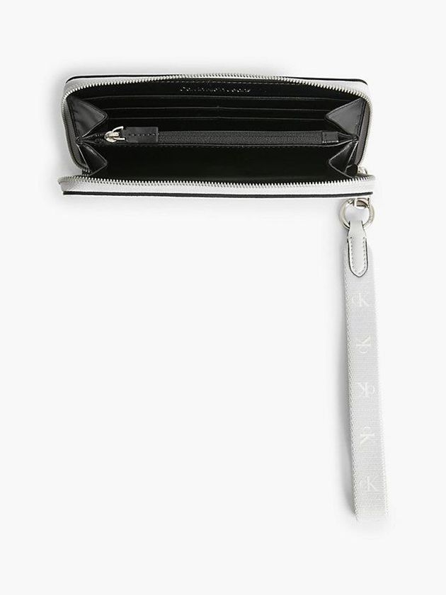 White Calvin Klein Recycled Zip Around With Strap Women Wallet | GZAX-76415