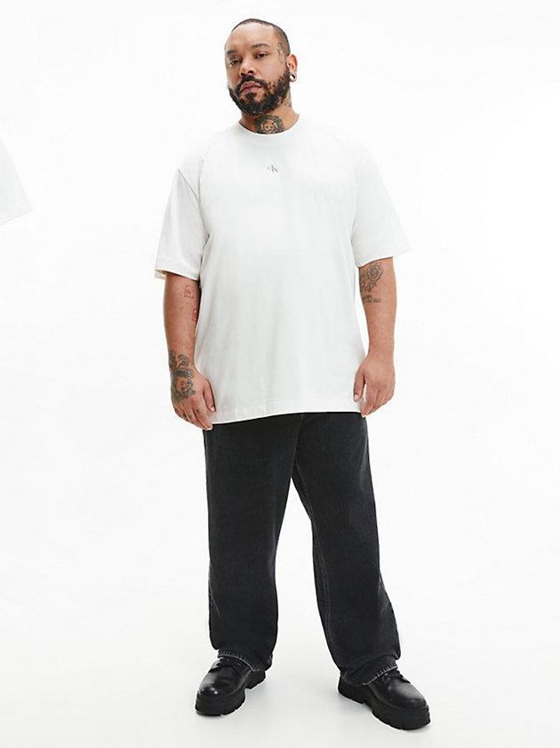White Calvin Klein Relaxed Back Logo Men T-Shirt | GCYO-71490