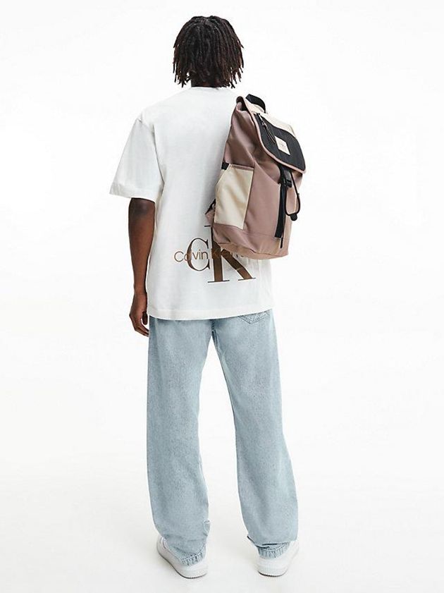 White Calvin Klein Relaxed Back Logo Men T-Shirt | GCYO-71490