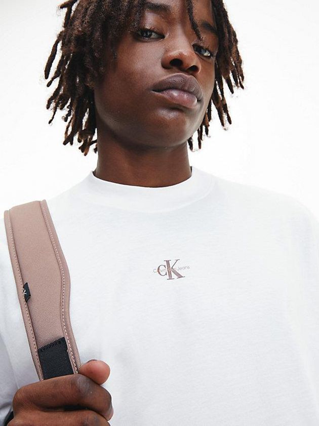 White Calvin Klein Relaxed Back Logo Men T-Shirt | GCYO-71490