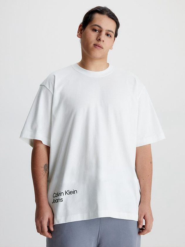 White Calvin Klein Relaxed Back Logo Men T-Shirt | ZAWV-23564