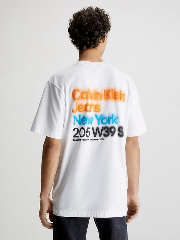 White Calvin Klein Relaxed Back Logo Men T-Shirt | ZAWV-23564