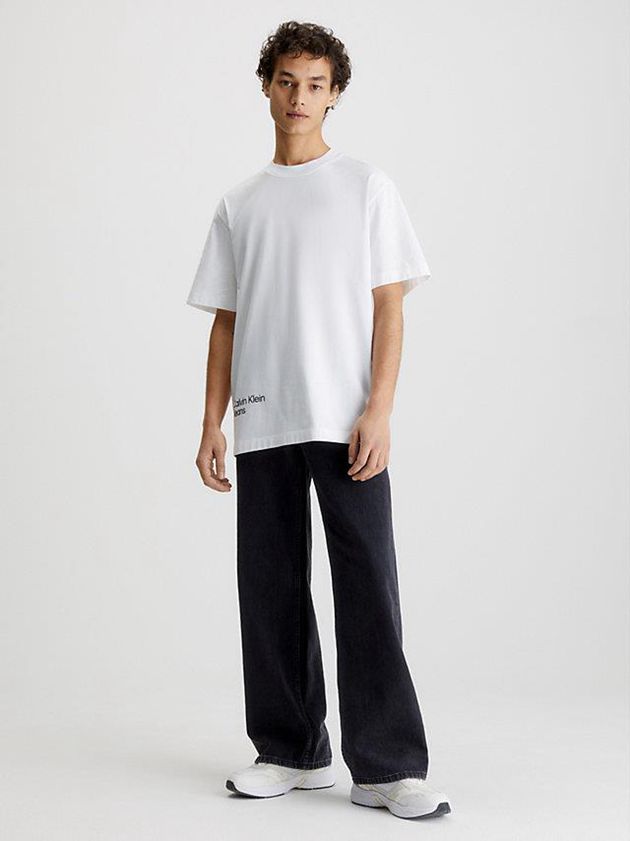 White Calvin Klein Relaxed Back Logo Men T-Shirt | ZAWV-23564