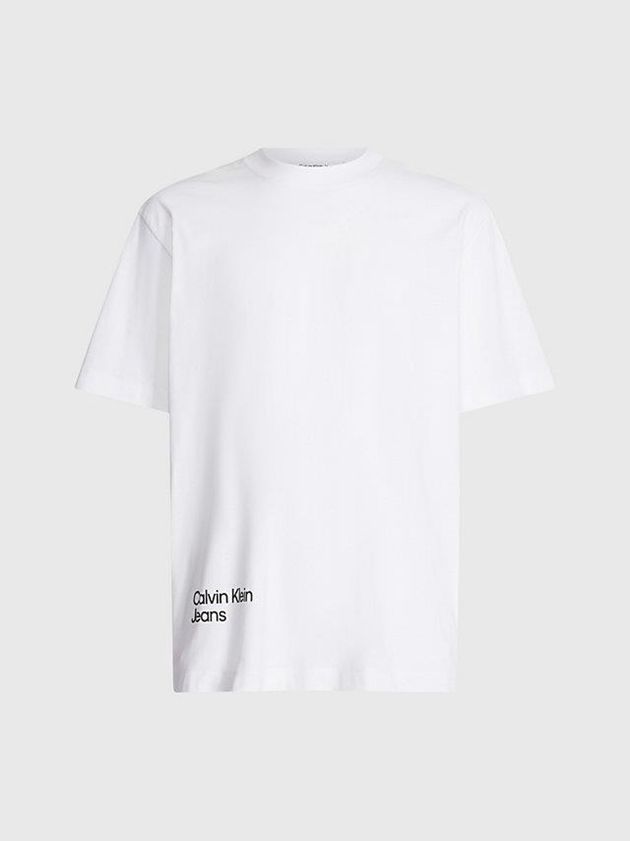 White Calvin Klein Relaxed Back Logo Men T-Shirt | ZAWV-23564
