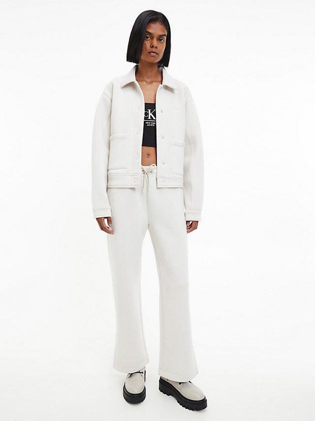 White Calvin Klein Relaxed Bonded Jersey Women Jacket | VXMH-35279