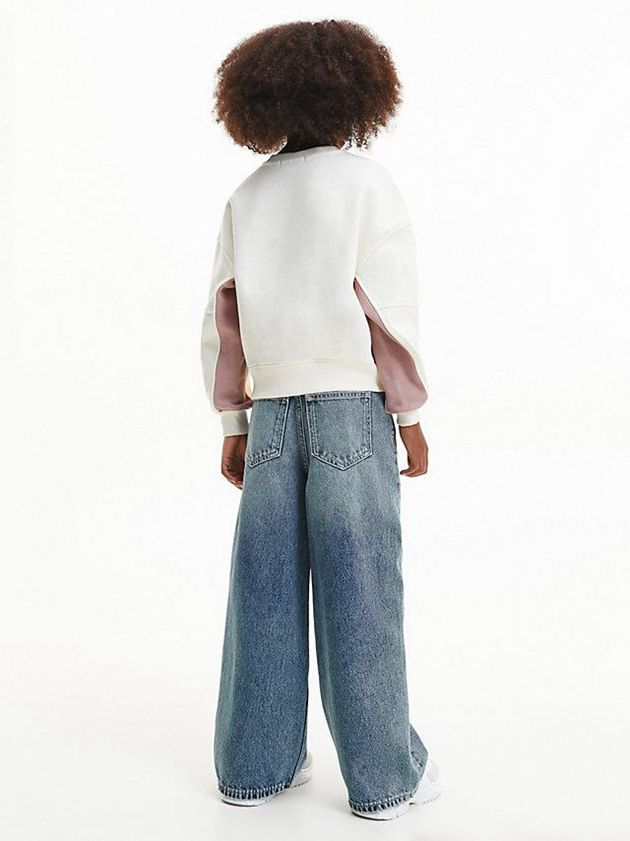 White Calvin Klein Relaxed Colourblock Girls's Sweatshirt | YUJO-78136