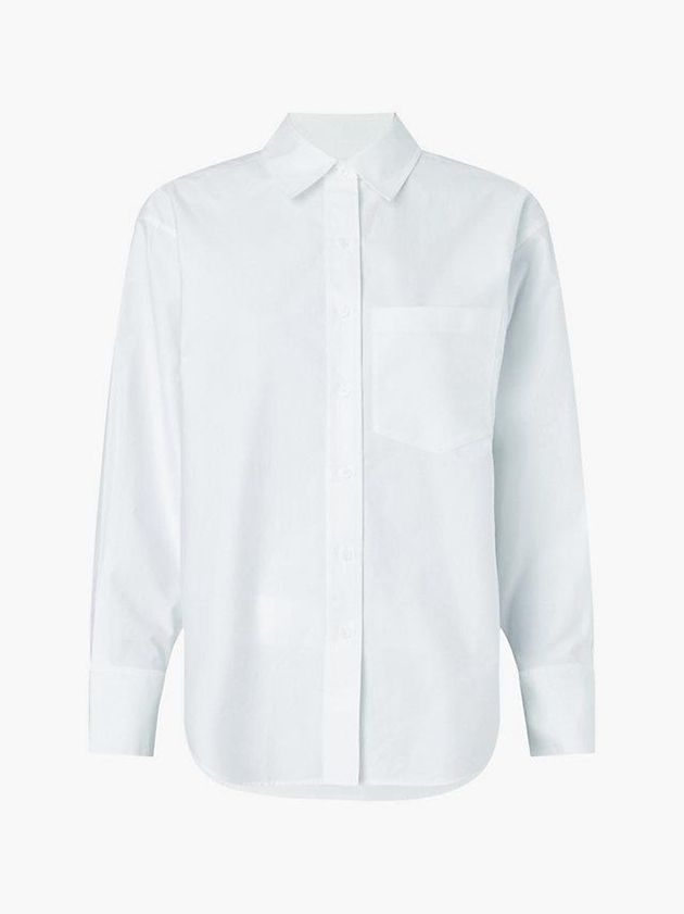 White Calvin Klein Relaxed Cotton Satin Shirt Women Top | YBUK-02613