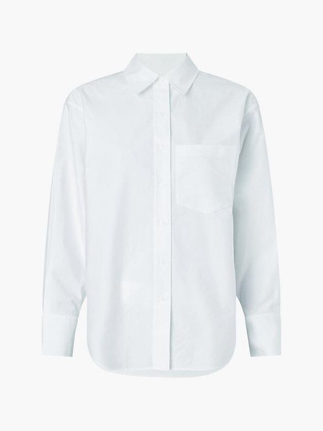 White Calvin Klein Relaxed Cotton Satin Shirt Women Top | YBUK-02613