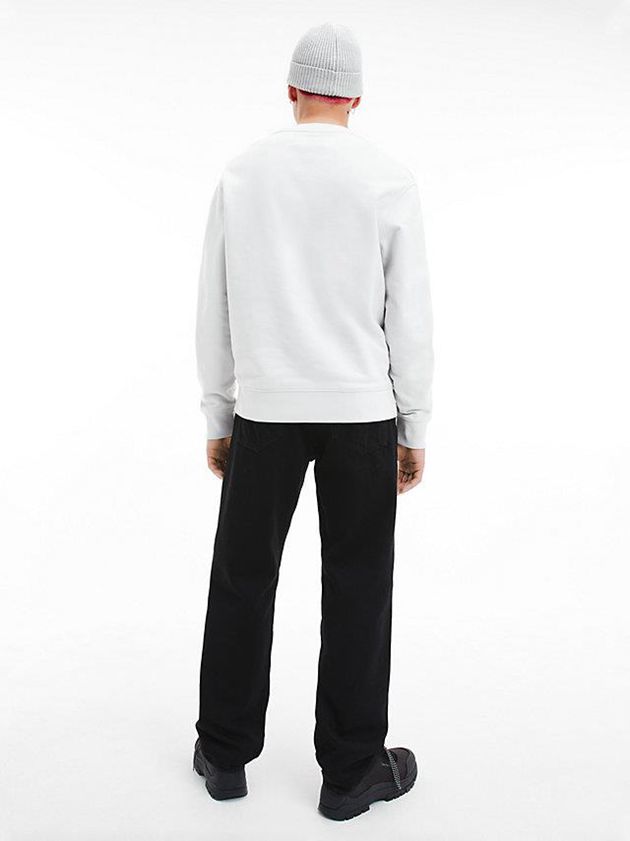White Calvin Klein Relaxed Cotton Terry Men Sweatshirt | QUKH-89235