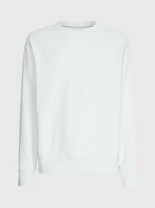 White Calvin Klein Relaxed Cotton Terry Men Sweatshirt | QUKH-89235