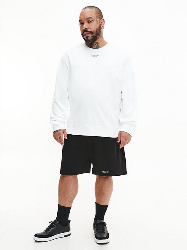 White Calvin Klein Relaxed Cotton Terry Men Sweatshirt | RPVQ-82974