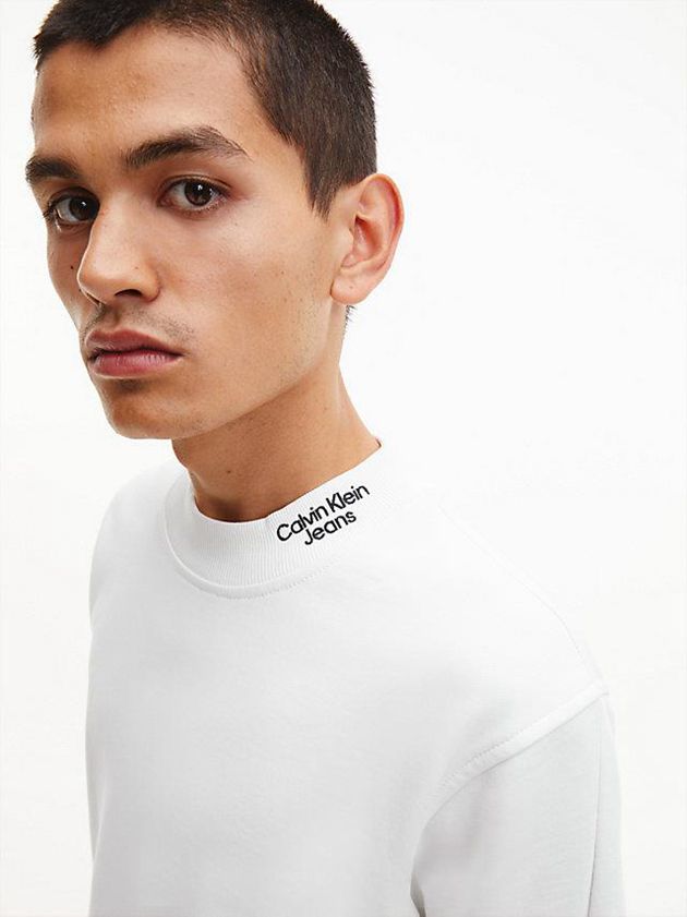 White Calvin Klein Relaxed Cotton Terry Men T-Shirt | HGSY-21786