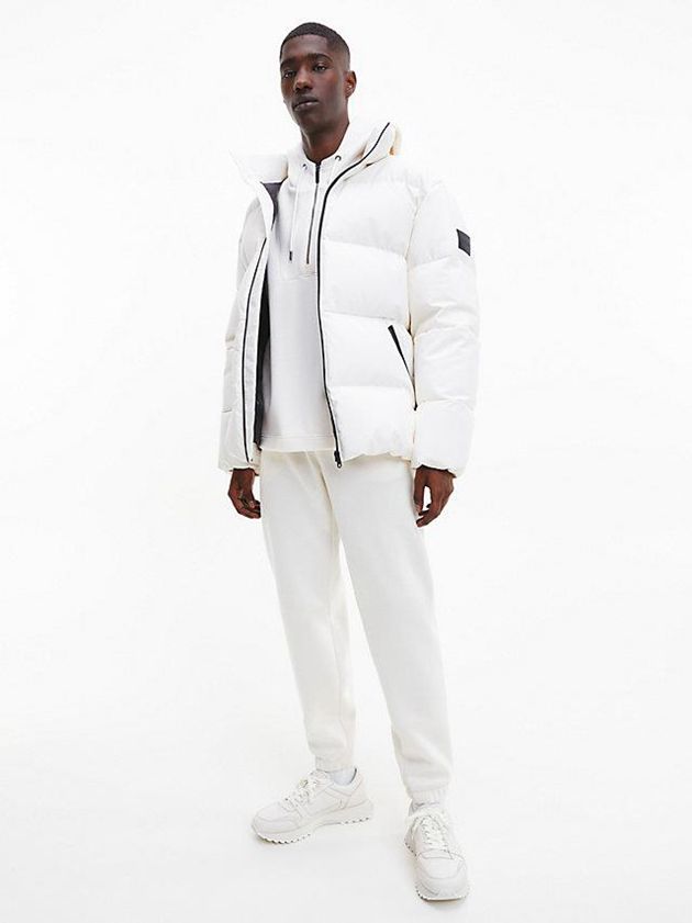 White Calvin Klein Relaxed Down Puffer Men Jacket | KTOU-83512