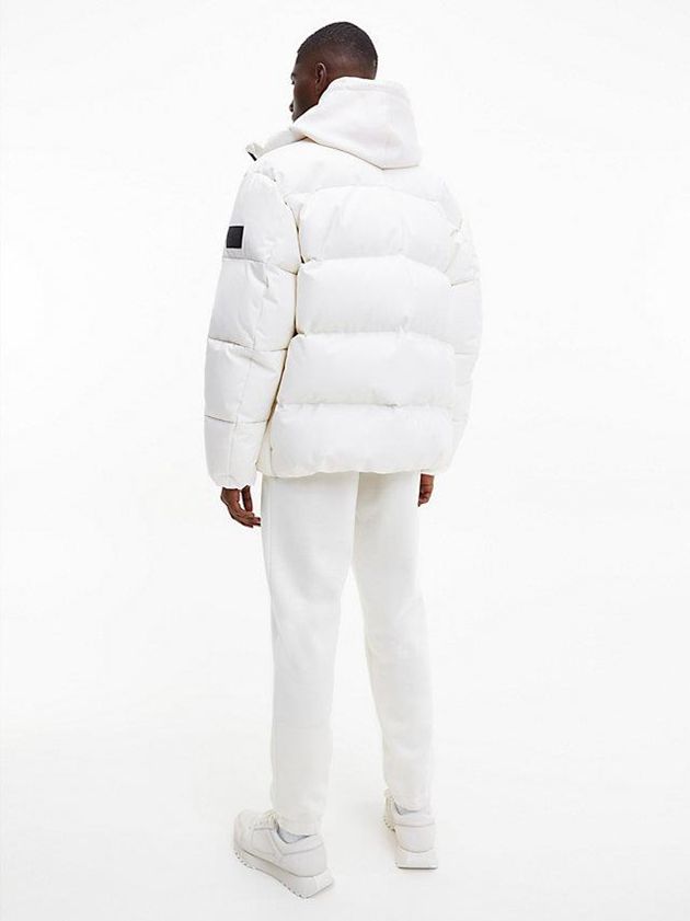White Calvin Klein Relaxed Down Puffer Men Jacket | KTOU-83512