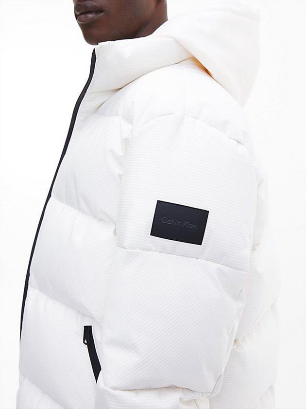 White Calvin Klein Relaxed Down Puffer Men Jacket | KTOU-83512