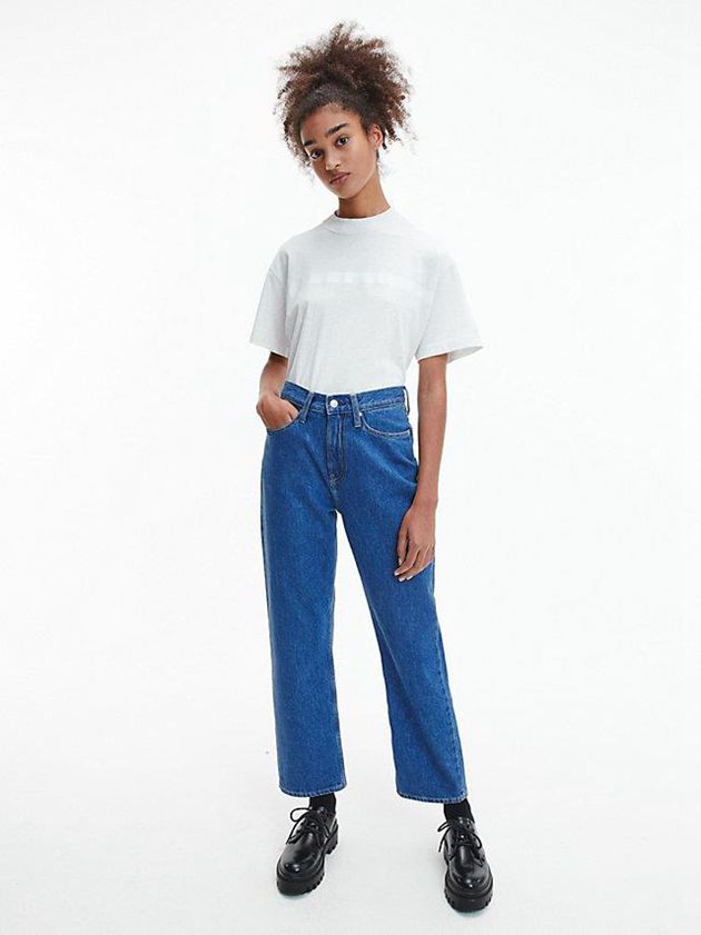 White Calvin Klein Relaxed Embossed Logo Women T-Shirt | JODU-23109