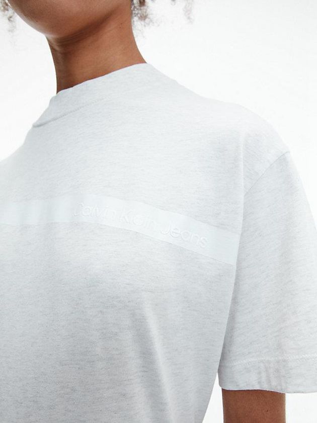 White Calvin Klein Relaxed Embossed Logo Women T-Shirt | JODU-23109