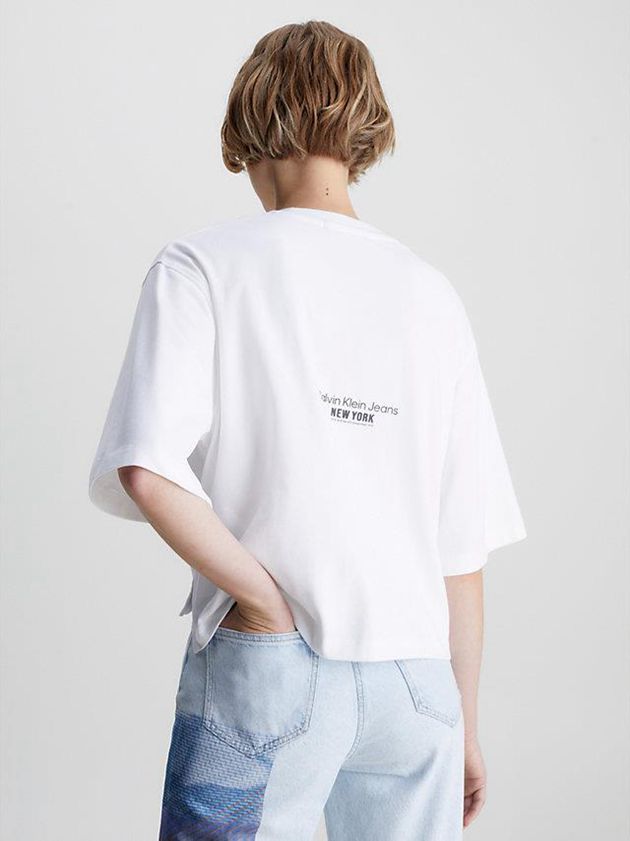 White Calvin Klein Relaxed Embroidered Women T-Shirt | RUBL-27031