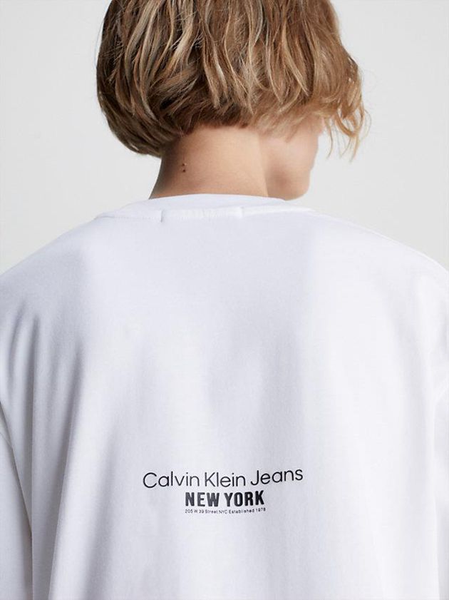 White Calvin Klein Relaxed Embroidered Women T-Shirt | RUBL-27031