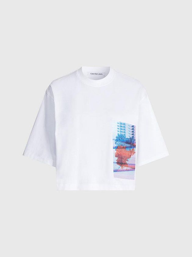 White Calvin Klein Relaxed Embroidered Women T-Shirt | RUBL-27031
