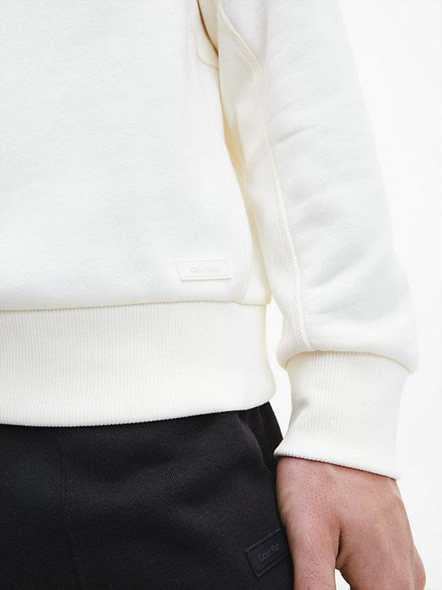 White Calvin Klein Relaxed Fleece Men Sweatshirt | KRHF-14896