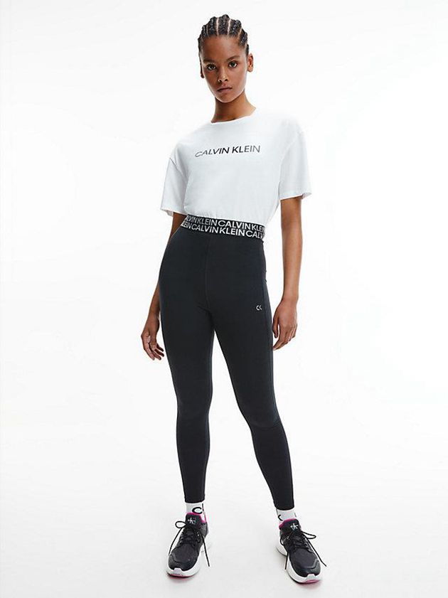 White Calvin Klein Relaxed Logo Gym Women T-Shirt | BGLK-10579