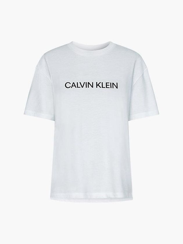 White Calvin Klein Relaxed Logo Gym Women T-Shirt | BGLK-10579