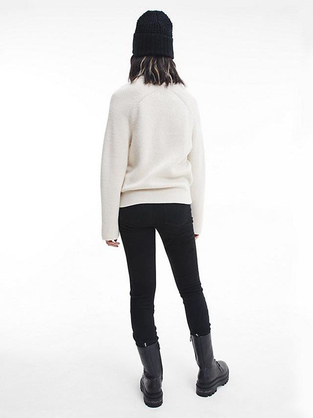 White Calvin Klein Relaxed Logo Jumper Women Sweater | HJUW-93012