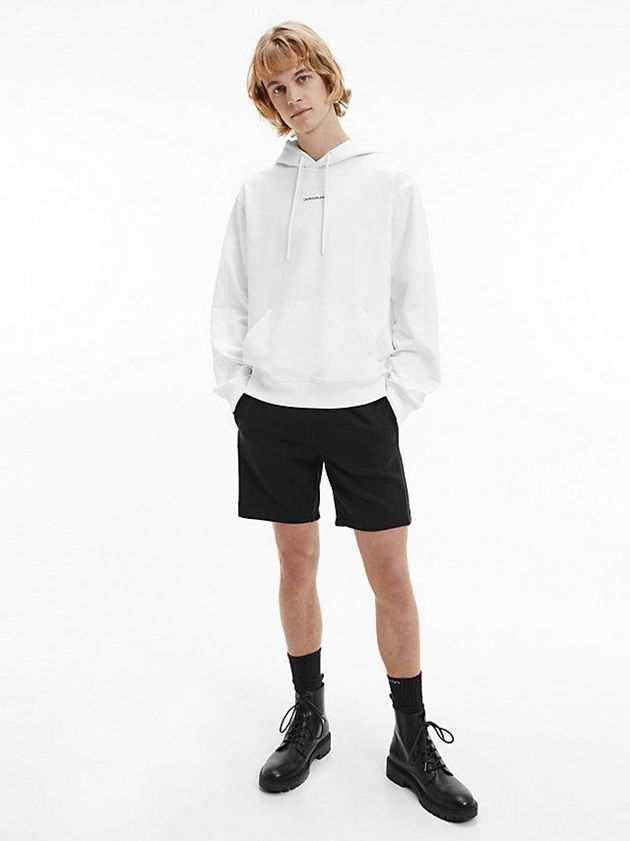 White Calvin Klein Relaxed Logo Men Hoodie | TQJW-40375