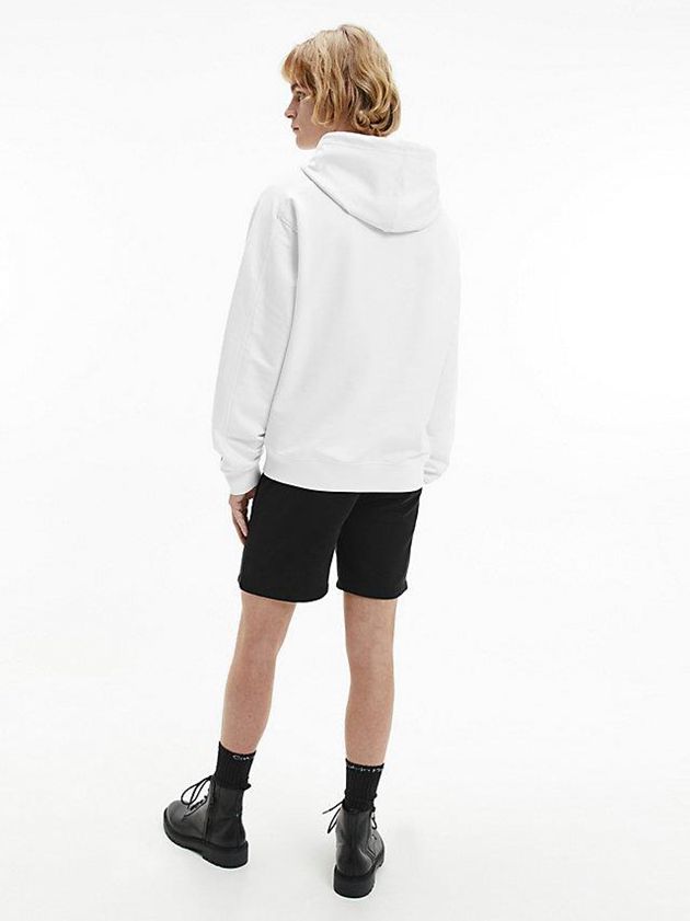 White Calvin Klein Relaxed Logo Men Hoodie | TQJW-40375