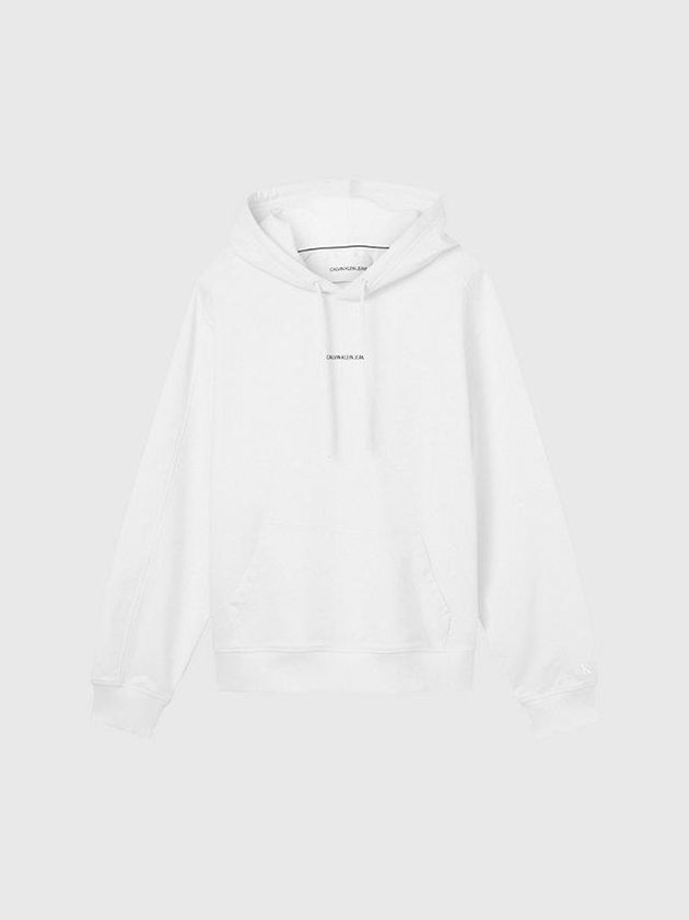 White Calvin Klein Relaxed Logo Men Hoodie | TQJW-40375