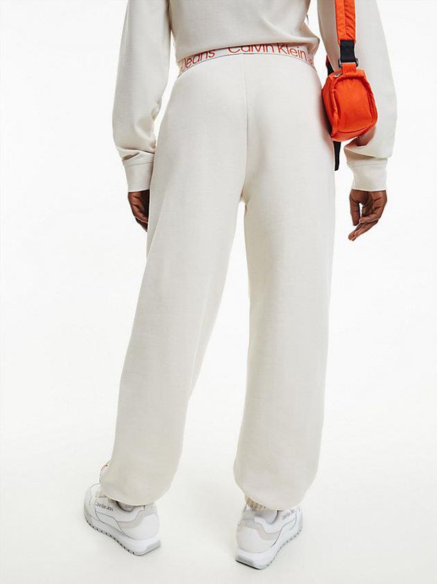 White Calvin Klein Relaxed Logo Tape Women Joggers | MODV-63412