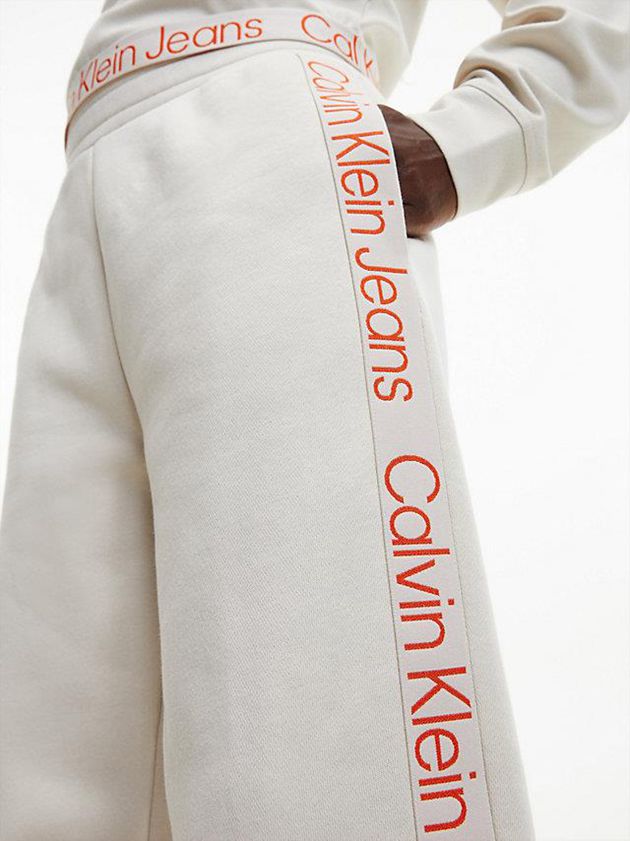 White Calvin Klein Relaxed Logo Tape Women Joggers | MODV-63412