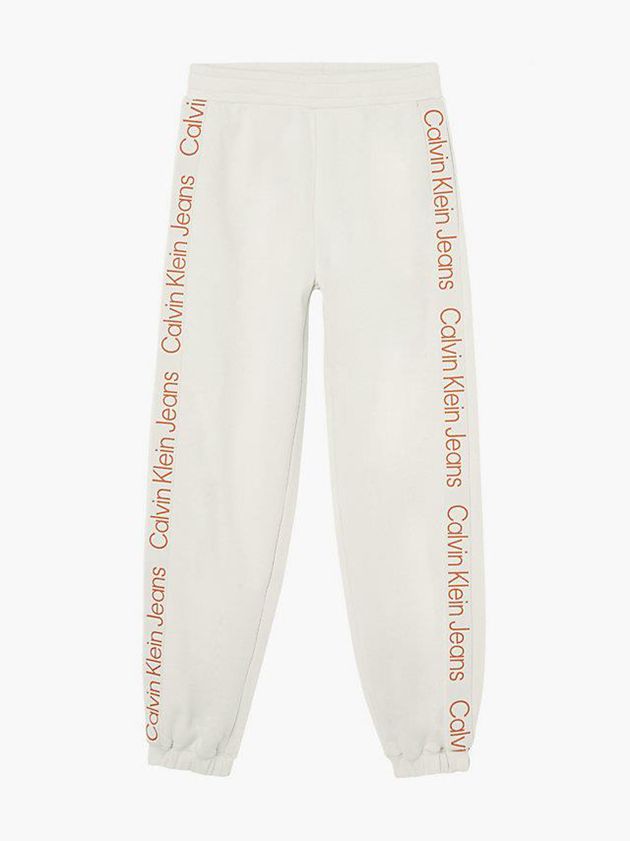 White Calvin Klein Relaxed Logo Tape Women Joggers | MODV-63412