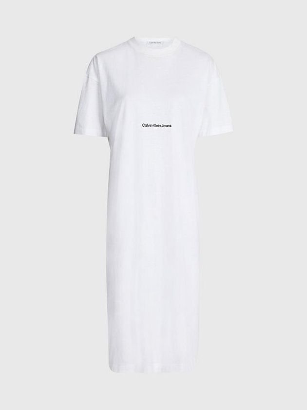 White Calvin Klein Relaxed Long T-Shirt Women Dress | LYQG-42376