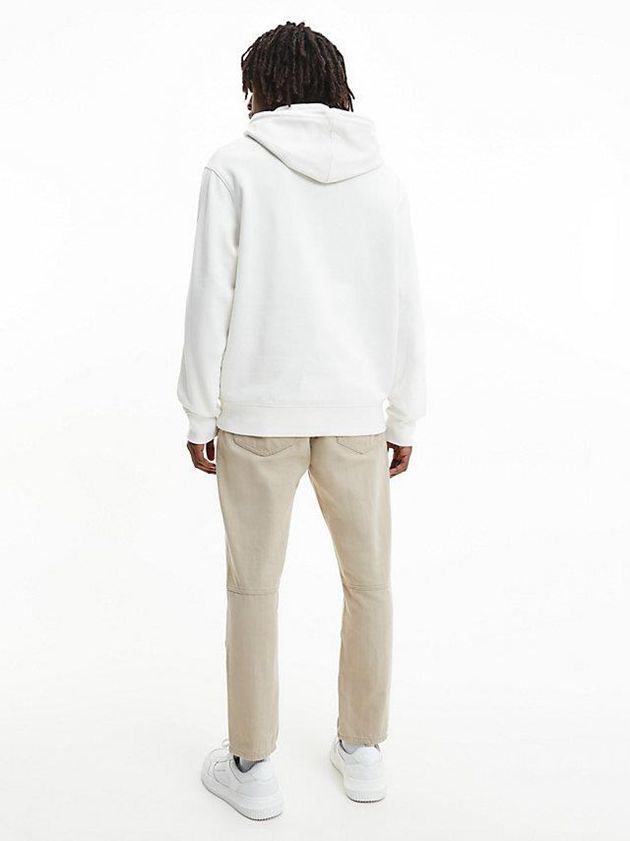 White Calvin Klein Relaxed Men Hoodie | NVKE-18679