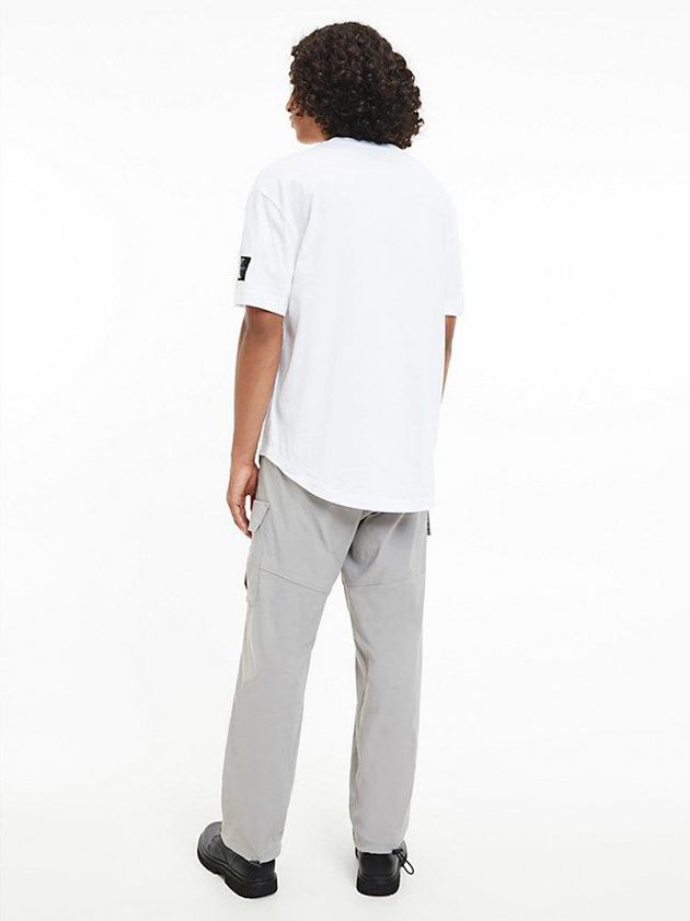 White Calvin Klein Relaxed Monogram Badge Men T-Shirt | RIAT-23149
