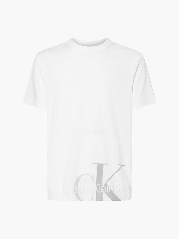 White Calvin Klein Relaxed Monogram Men T-Shirt | YRMO-29058