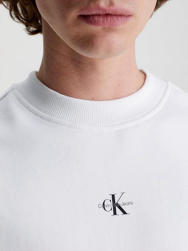 White Calvin Klein Relaxed Monogram Men Sweatshirt | TNZM-81640