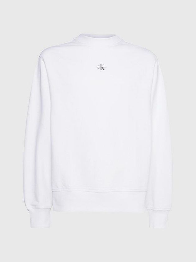 White Calvin Klein Relaxed Monogram Men Sweatshirt | TNZM-81640