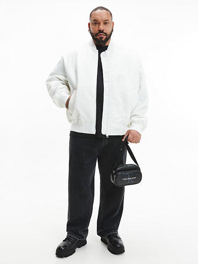 White Calvin Klein Relaxed Nylon Bomber Men Jacket | SJHY-62590